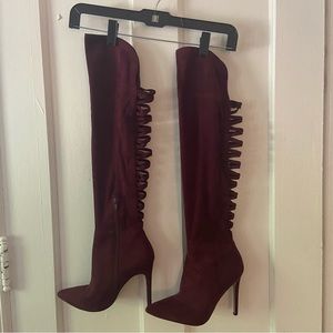 Aldo Maroon Thigh-High Stiletto Boots, Size 6